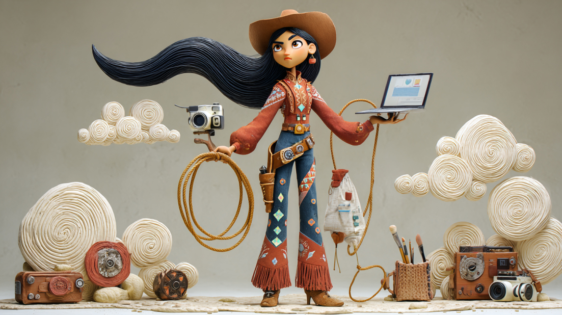Creative engineer with lasso and tech gear